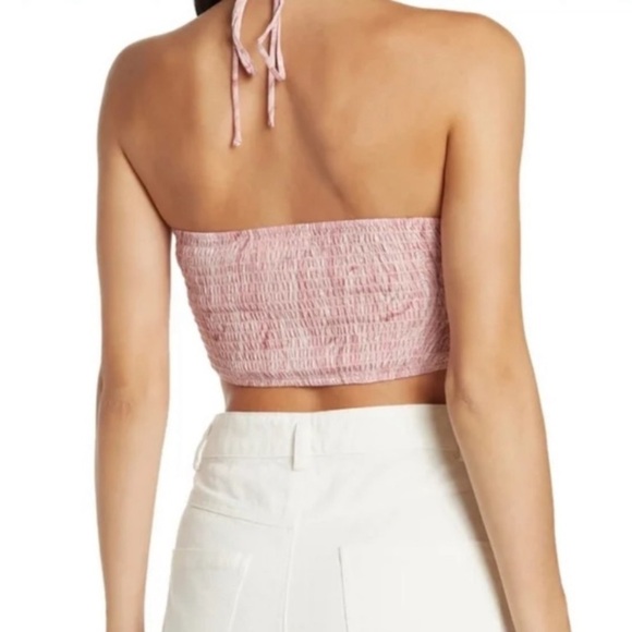 NWT Elodie Ruched Strappy Pink Halter Crop - Picture 2 of 10